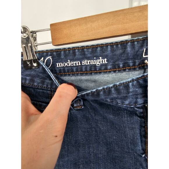Ann Taylor LOFT Women's Blue Mid Rise Modern Straight Casual Jeans Size 34 - Picture 2 of 4